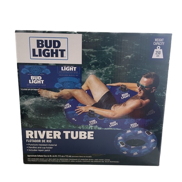 Bud Light Inflatable Swim Tube Adult Ring Float for Pools Rivers Lakes - Picture 4 of 4